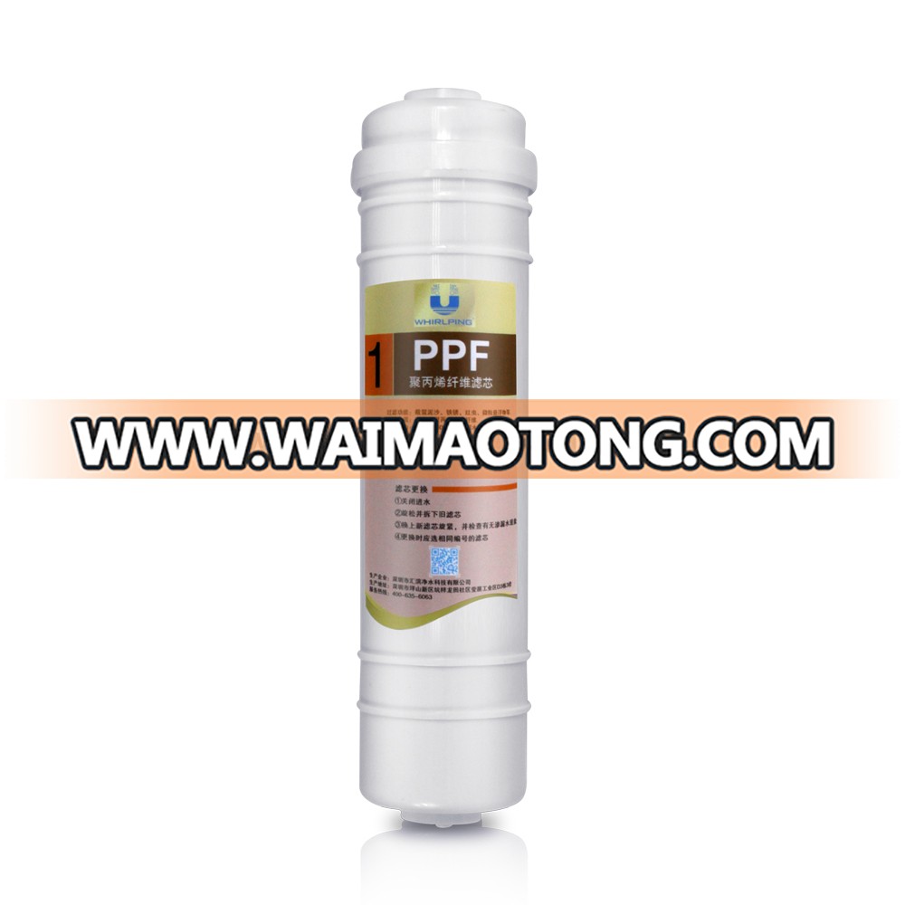 Korean quick fitting inline 10 inch pp sediment water filter cartridge