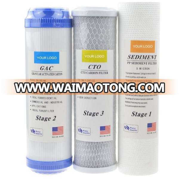 Cheaper 5mic PP filter cartridge CTO GAC filter for home use undersink reverse osmosis system